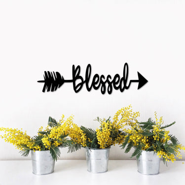 Blessed Arrow Sign | Blessed Word with Arrow Metal Wall Decor | Metal Blessed Sign | Living Room Decor | Blessed Gift Idea | Religious Gift